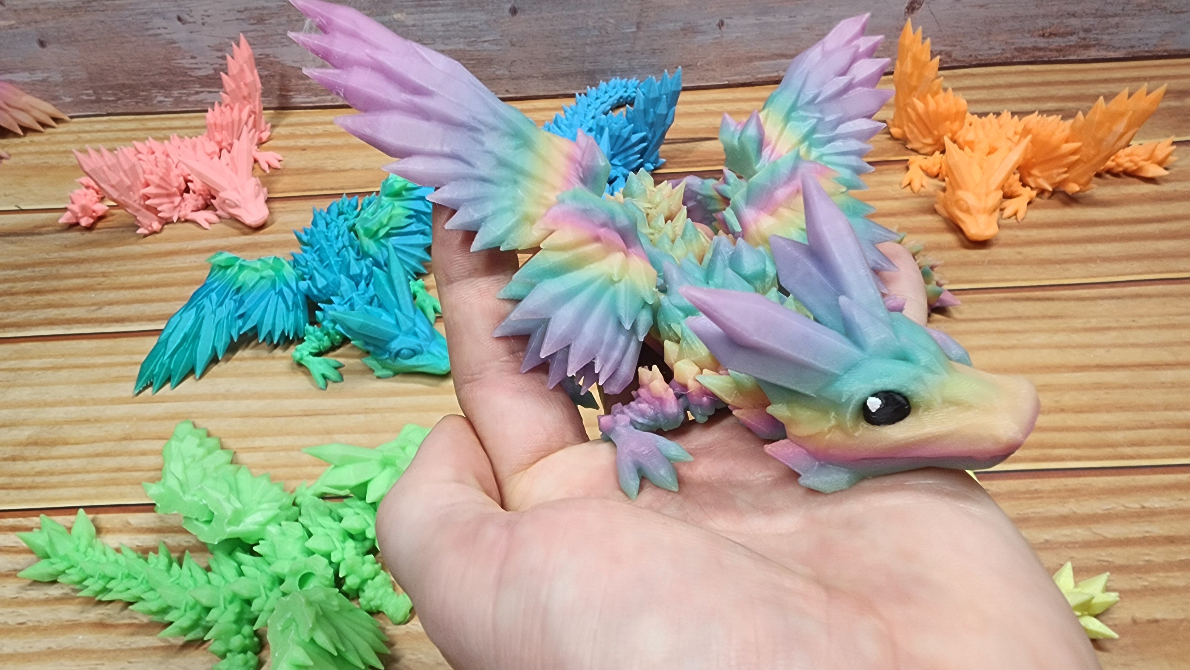 GlowMagic Crystal Wing Baby Dragon - 3D Printed Fidget