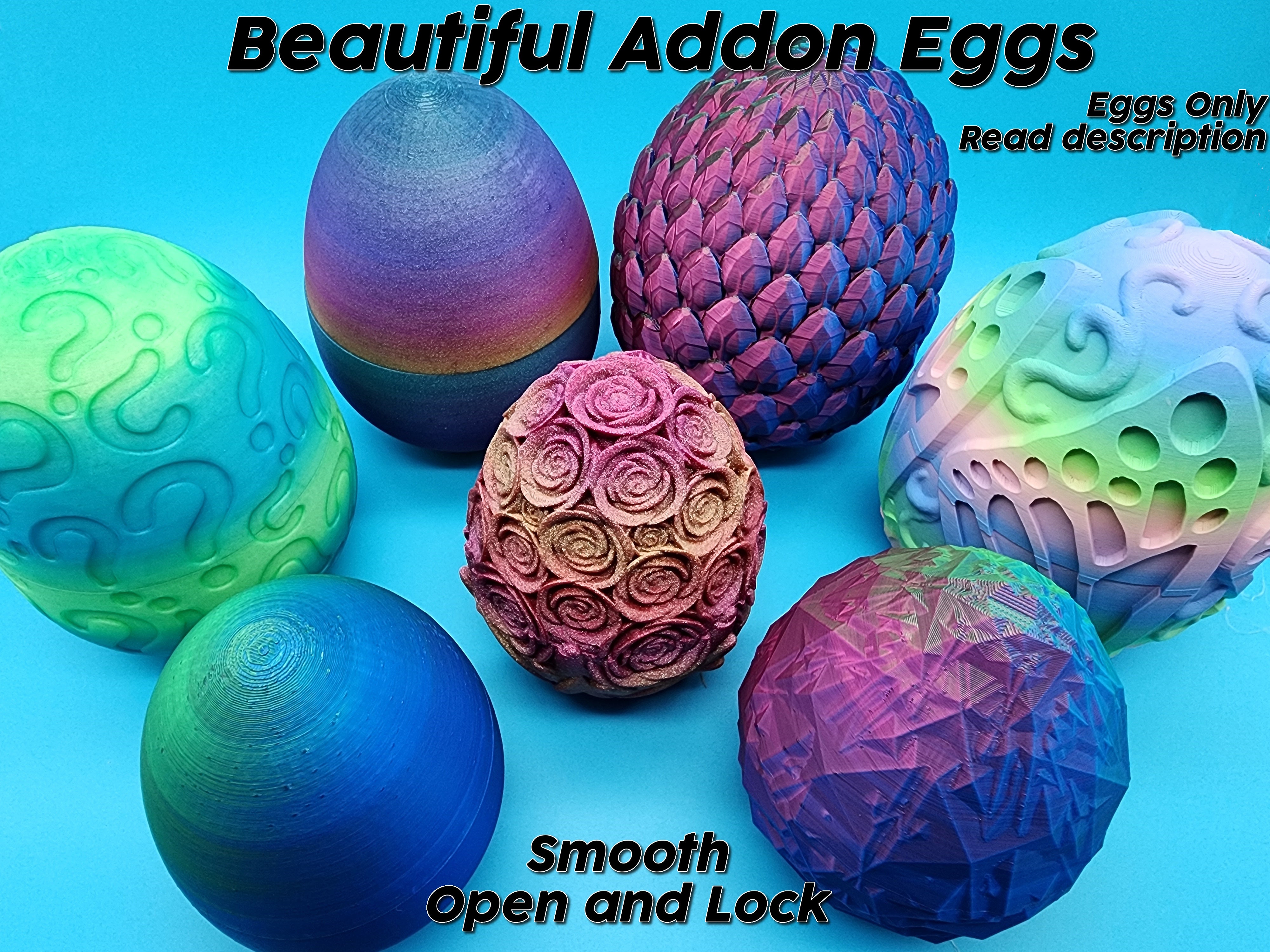 3d printed eggs - 7 styles and various sizes